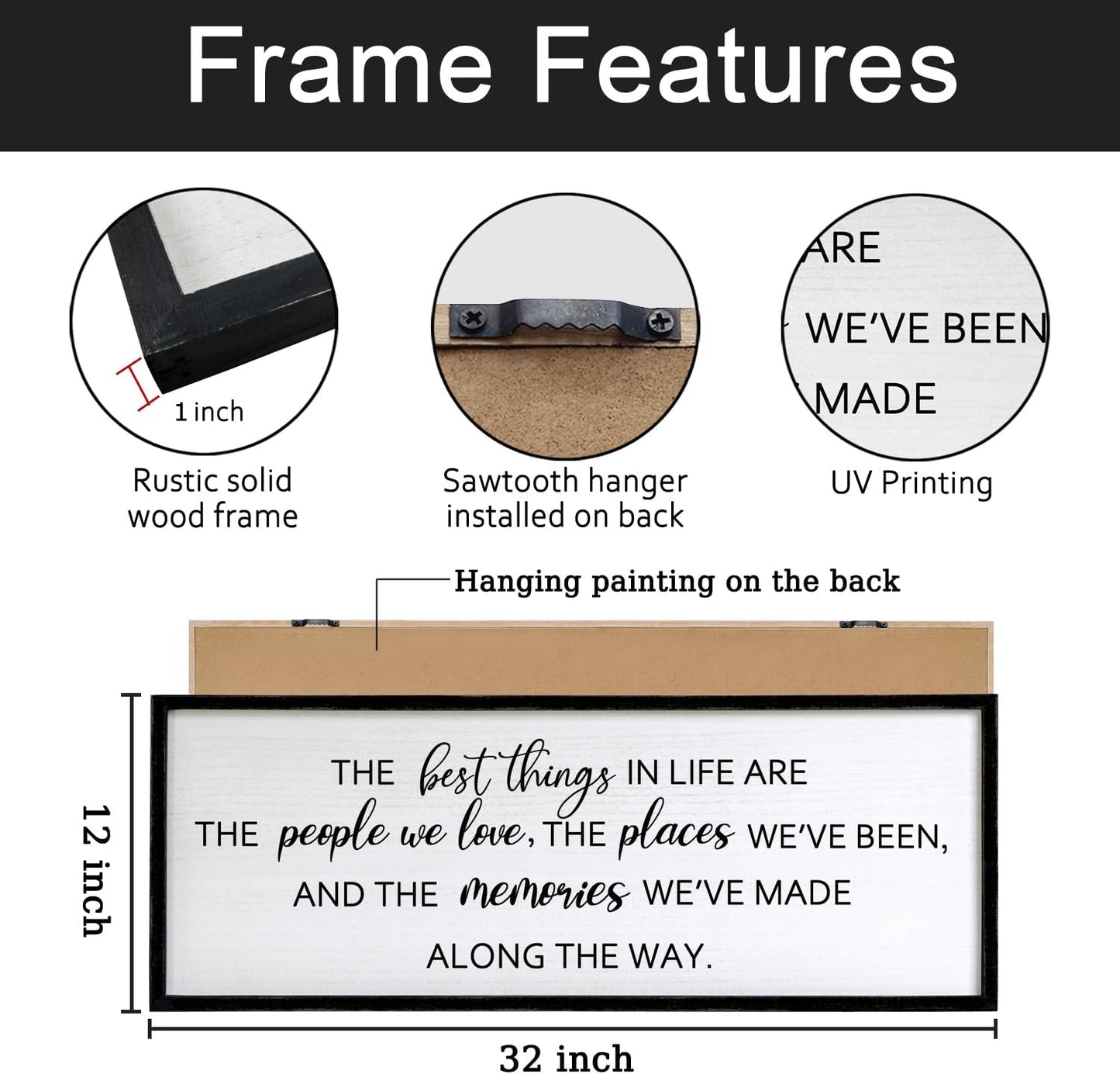 The Best Things in Life Framed Wall Art, 32''×12'' Rustic The Best Things in Life Sign for God Jesus Christ Prayer, Horizontal Holy Inspirational Family Home Decor