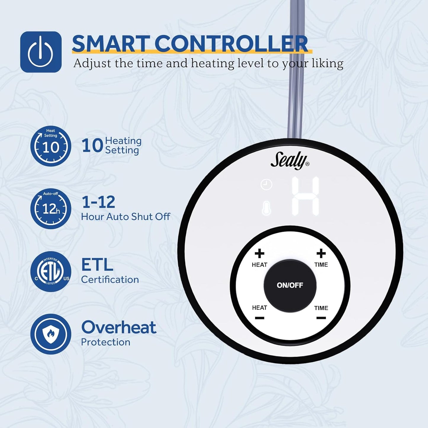 Sealy Electric Blanket Twin Size 62"*84",Super Cozy Flannel to Sherpa Reversible Heated Twin Blanket with 10 Heating Levels & 1-12 Hours Auto Off Overheating Protection Machine Washable, Charcoal
