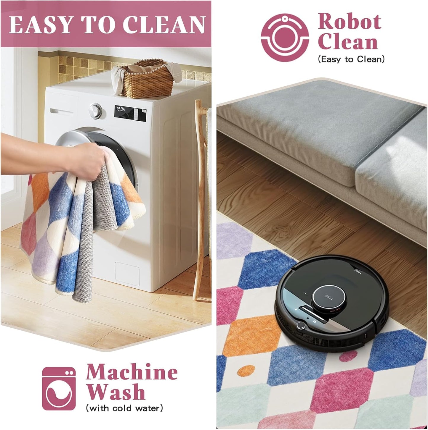 jinchan Kids Rug for Nursery 5ft Radius Corner Washable Area Rug Modern Colorful Quarter Circle Rug Soft Non-Slip Carpet for Bedroom Playroom Daycare Reading Nook Kitchen Classroom Berries on Cream