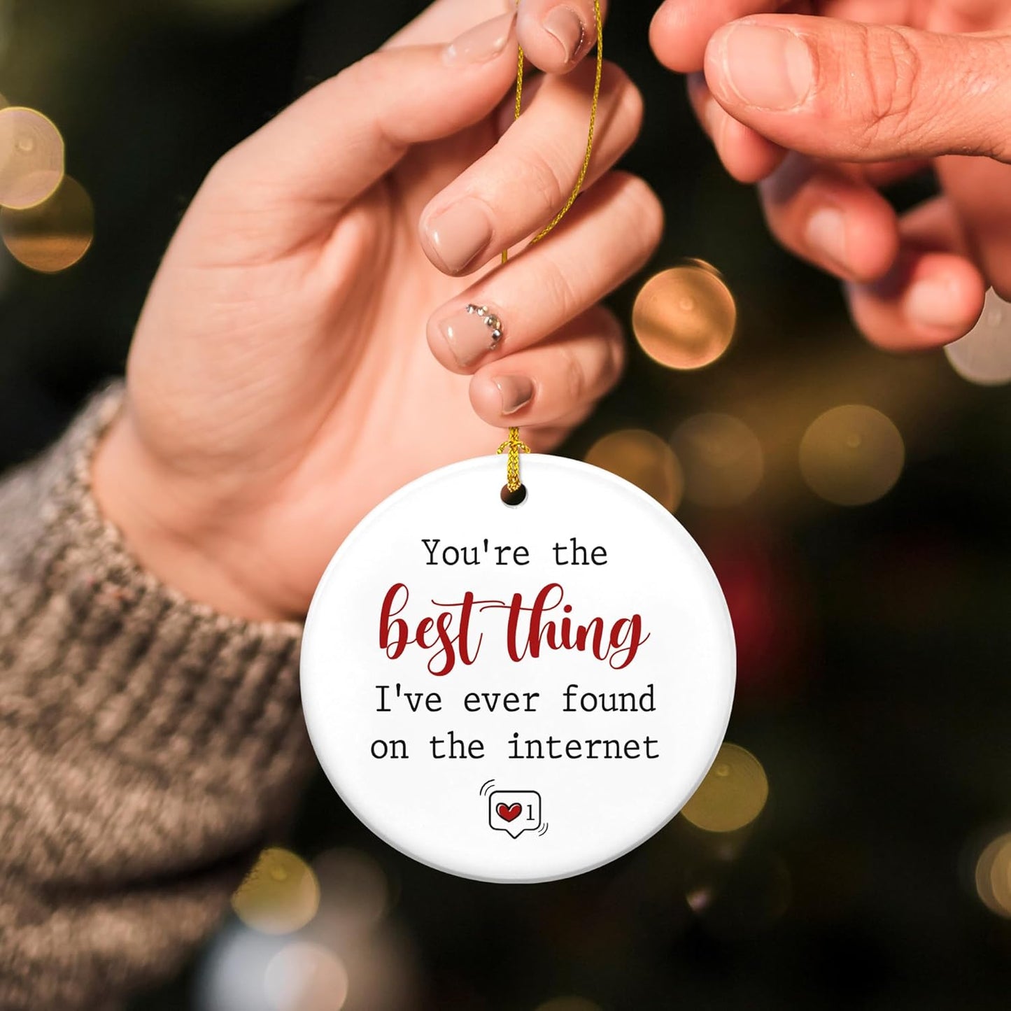 TEEZWONDER Couple Gifts for Men, Women - Christmas Ornaments 2024, Anniversary, Birthday Gifts for Him, Her, Long Distance Relationship Gift for Couples - Christmas Decorations Ceramic Ornaments