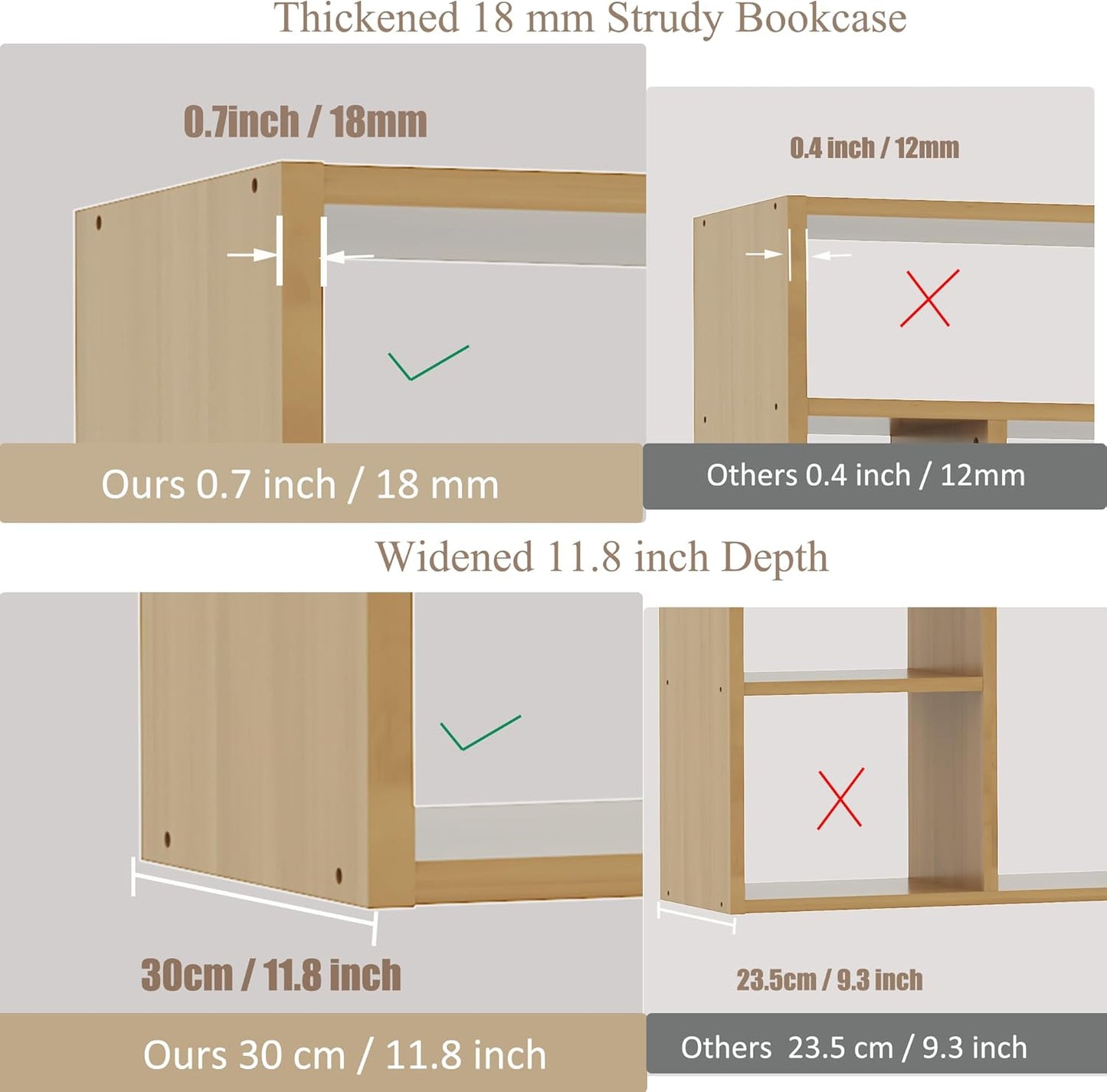 BLANKSPACE 71 Inch Tall Wooden Bookcase, 6-Tier Heavy Duty Storage Shelf with Foldable Storage Baskets - Freestanding Open Shelves for Living Room, Bedroom, Yuzu Oak