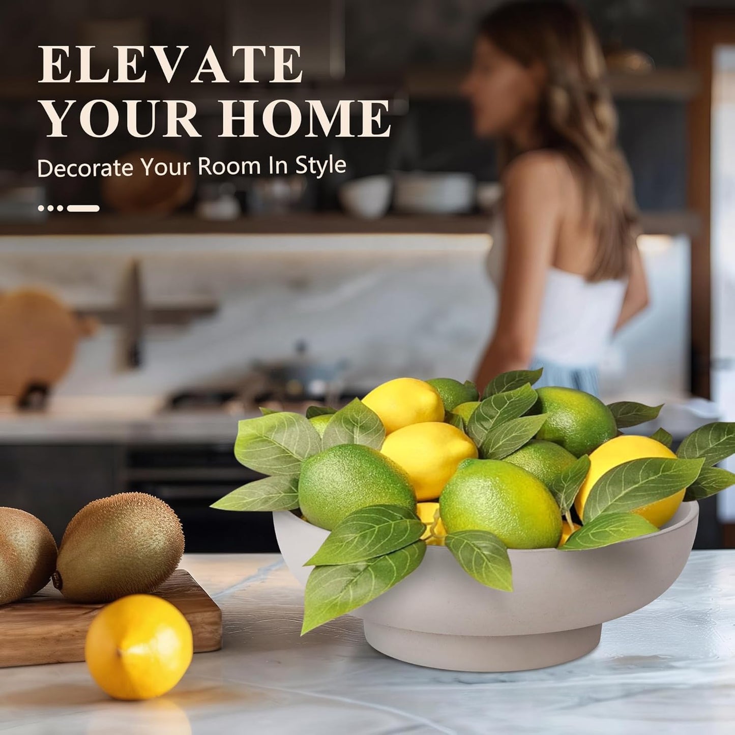 Large Decorative Concrete Bowl, Modern Handicraft Bowls for Home Decor, Decorative Fruit Bowl for Kitchen Counter, Stylish Key Bowl for Entry Table, Gray