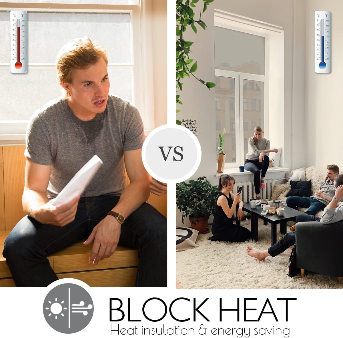 HIDBEA One Way Privacy Window Film, Daytime Mirror Reflective Heat Control UV Sun Blocking Non-Adhesive Static Cling Window Tint for Home and Office(Black-Silver, 45.2 Inch x 13.1 Feet)