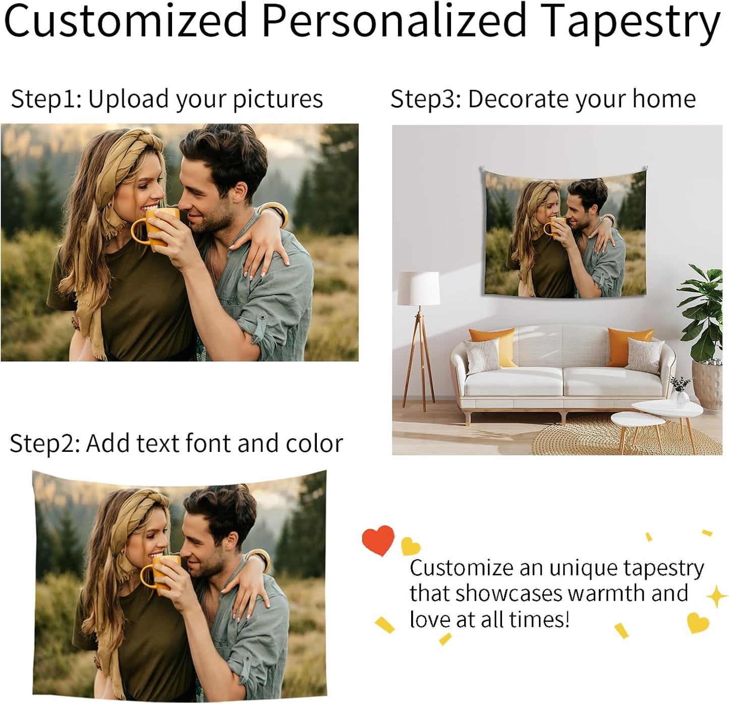 Custom Tapestry For Wall Bedroom Custom Backdrop Personalized Image Text Photo Customized Funny Tapestry Banners And Signs Multiple Pictures Horizontal Tapestrys