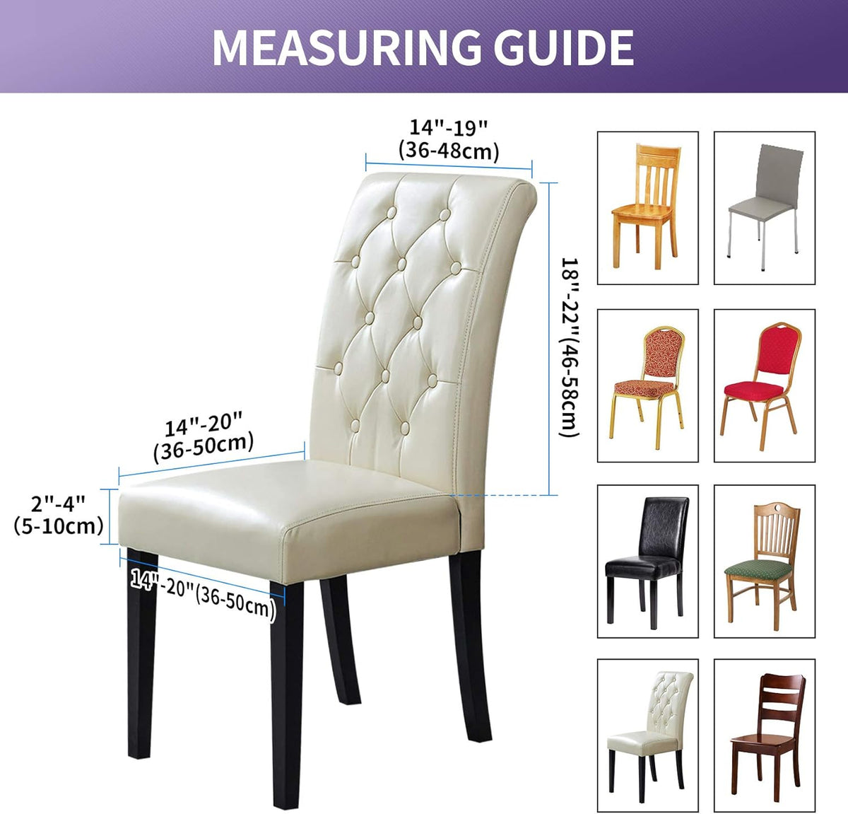 Joccun Chair Covers for Dining Room Set of 6,Dining Chair Slipcovers Stretch Dining Room Chair Covers Seat Protector,Washable Parsons Chair Cover for Home,Banquet(Grapeade,6 Pack)