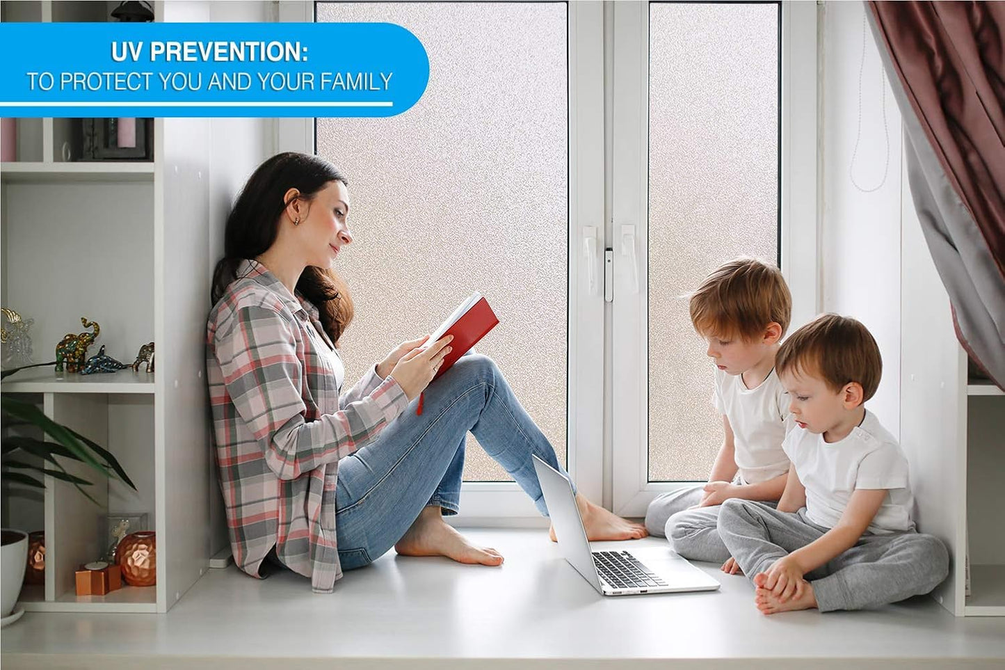 Privacy Window Film: Translucent Static Cling Treatment for Home Security and Decorative Frosted Glass Effect - No Residue, Heat Control, UV Prevention, Easy Removal (Winter Frost, 17.5 x 72 inches)