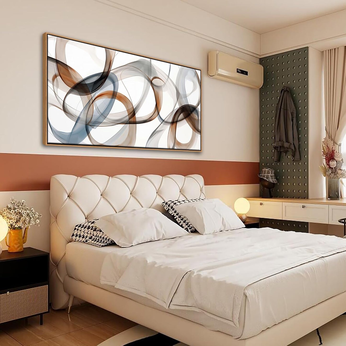 Large Wall Art - Framed Canvas Wall Art Abstract Wall Decor for Living Room - Modern Minimalist Style Artwork Decorations Wooden Frames for Canvas Paintings 29×58IN