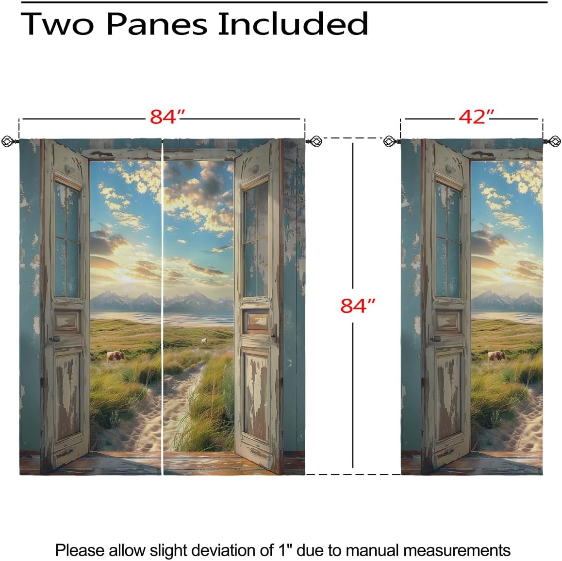 Landscape Blackout Curtains for Girls Boys Home Decor, Cow Sunset Grassland Mountain Natural Scenery Grommet Thermal Insulated Drapes Darkening Window Curtain for Bedroom Living Room, 84 x 84 Inch