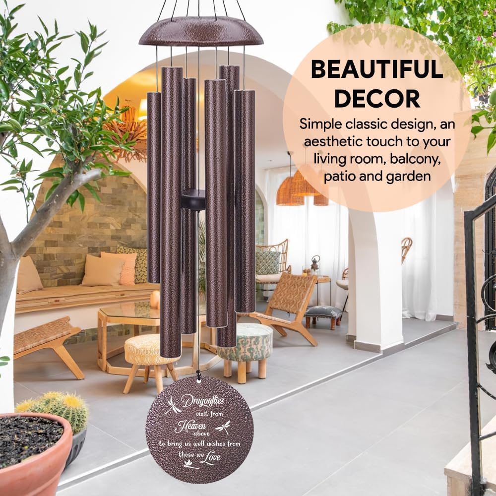 Memorial Wind Chimes Sympathy Gifts, Customized Dragonfly Wind Chime, 36-inch Commemorative Wind Chimes to Commemorate The Loss of Loved Ones, Condolence Gifts