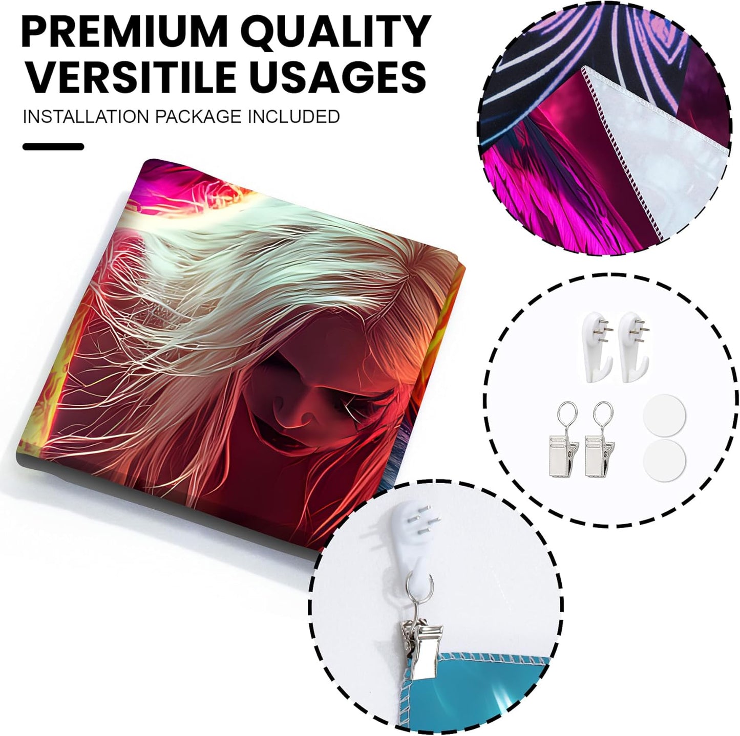 Blacklight Tapestry,WingTapestry Glow In The Dark,UV Reactive Black Light Upright Posters Wall Hanging for Bedroom Dorm Living Room Backdrop Decor (wing9, 79L" x 59W")