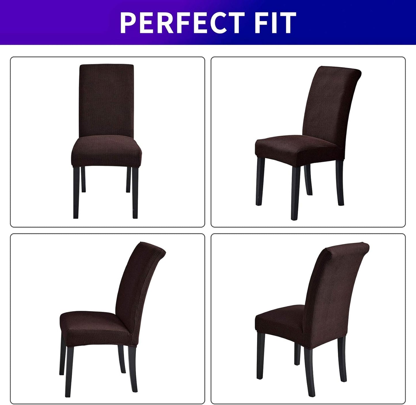 Howhic Stretch Chair Covers for Dining Room Set of 4, Removable Washable Dining Room Chair Covers, Dining Chair Slipcovers Seat Protector, Great Home Decor and Banquet Upholstery (Chocolate, 4 Pack)