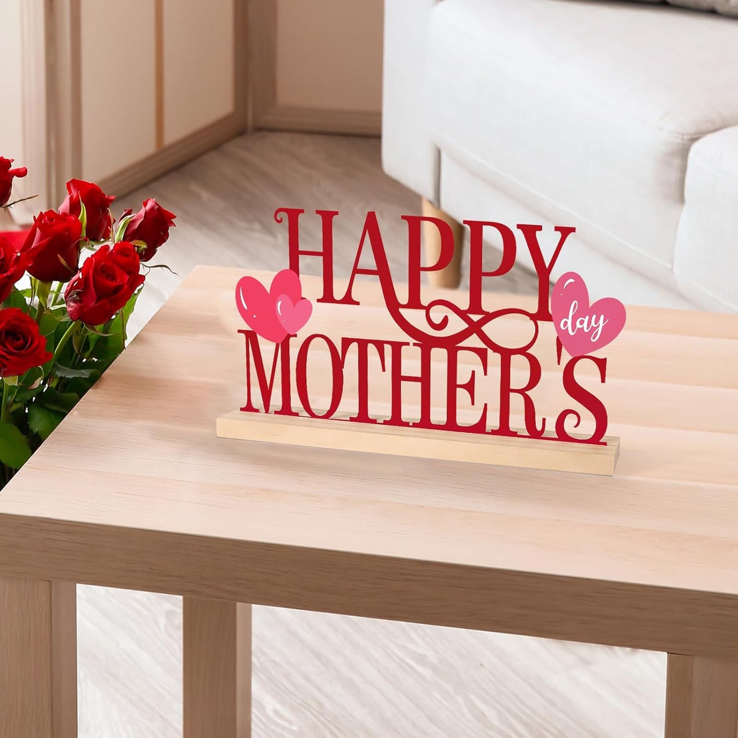 COCHIE Metal Happy Mother's Day Sign, Mothers Day Decorations for Home, Shelf, Mantel, Indoor, Mothers Day Gifts for Mom from Daughter Son, Mother Day Table Top Party Decoration (Mother's Day)