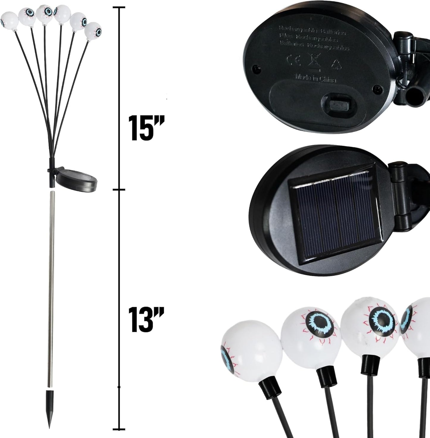 Dazzle Bright Halloween Decorations Outdoor, 6 Pack 36LED Solar Eyeball Pathway Lights, Scary Waterproof Solar Green Firefly Lights for Garden Lawn Yard Decor