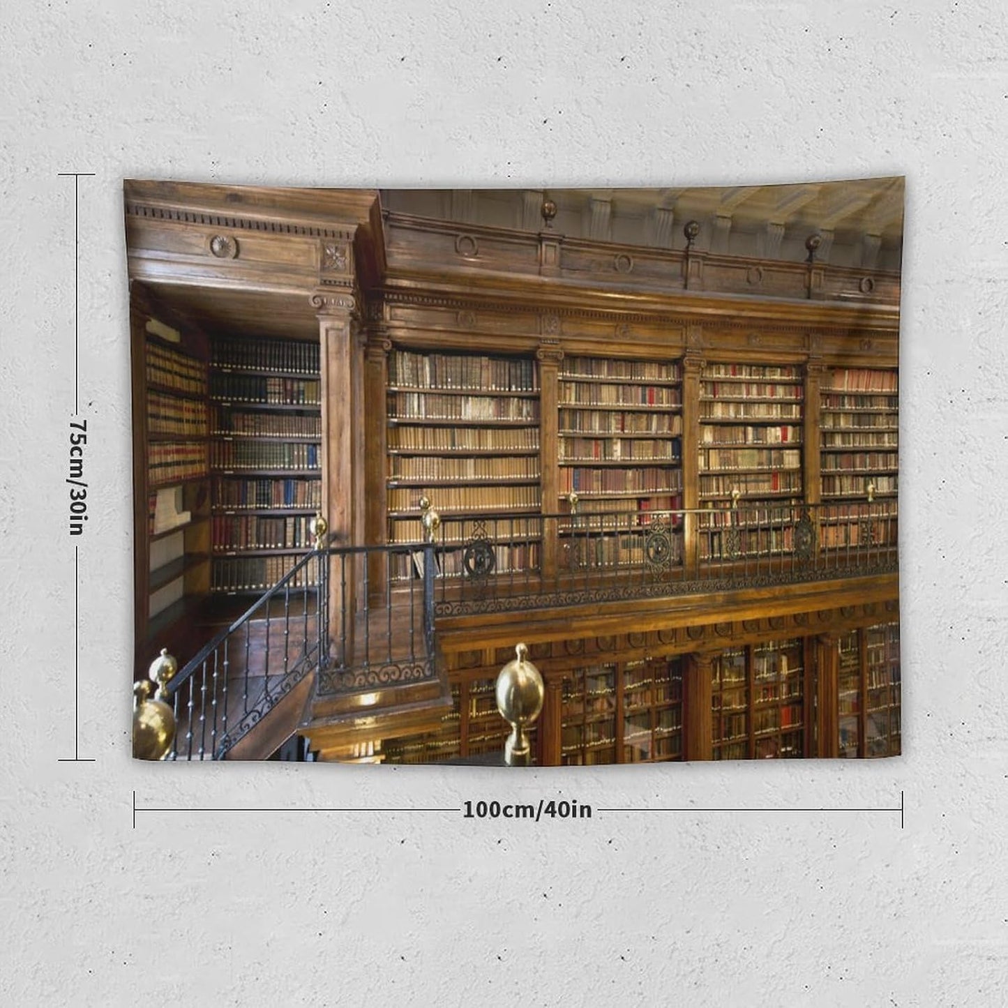 Kurtect Library Tapestry,Vintage Medieval Antique Bookshelf Bookcase Pattern Print Tapestries for Party Beach Picnic Blankets Tablecloths Living Room Wall Deocr, 30x40 in