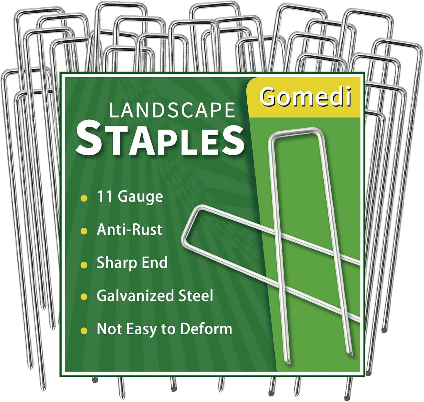 Landscape Staples 8 Inch 60 Pack, Garden Stakes Galvanized Garden Staples 11 Gauge, Plant Cover Stakes for Lawn Weed Barrier