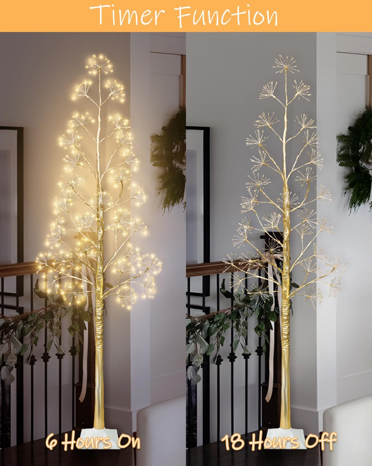 6FT Lighted Birch Tree Christmas Artificial Twig Tree with 660 LED Lights Timer 8 Mode Xmas Tree for Holiday Party Wedding Indoor Outdoor Decor