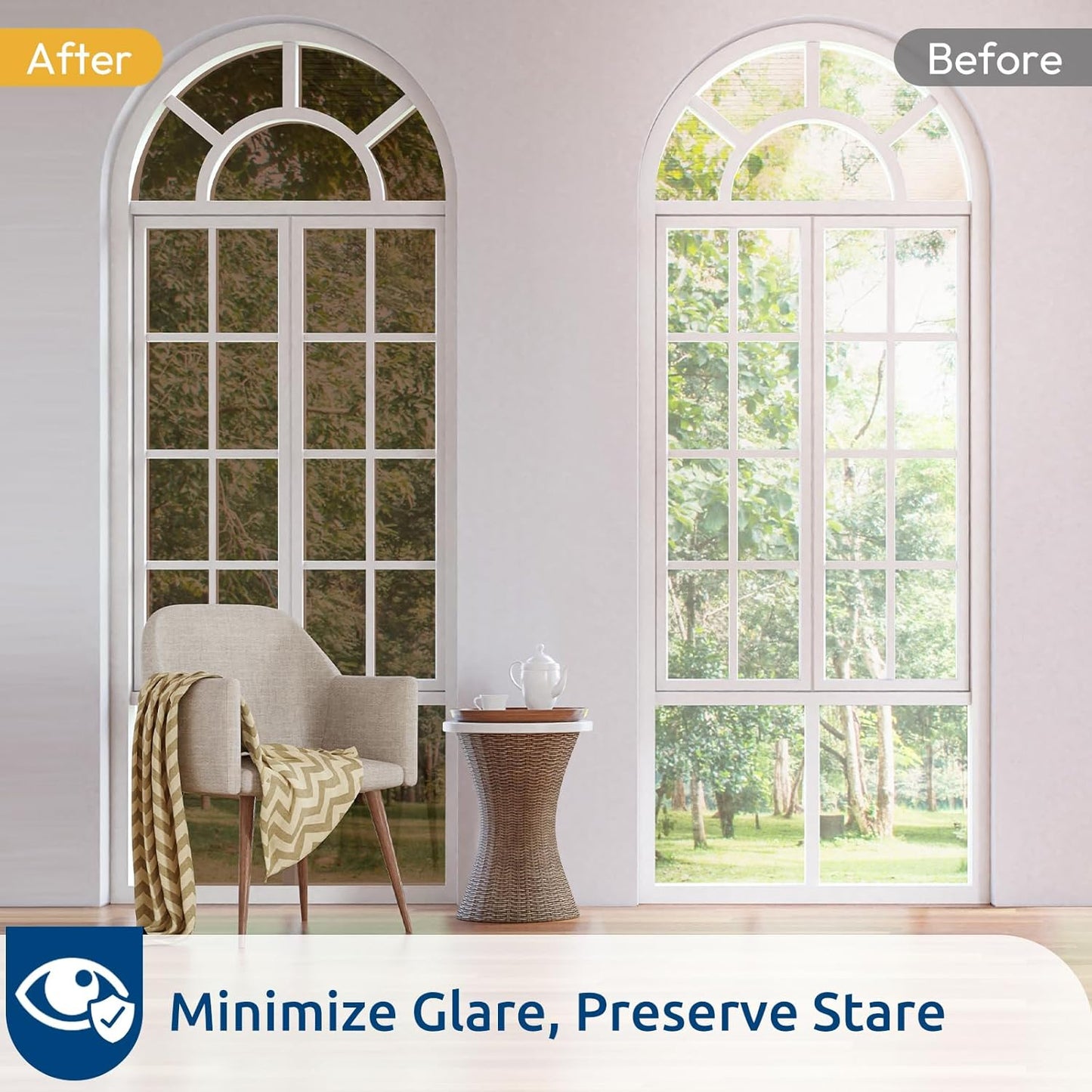 rabbitgoo Window Privacy Film One Way Window Tint for Home, Removable Reflective Heat Sun Blocking Anti UV Glass Door Covering, Mirror Tinting Film House Office, 29.5 in X 6.5 Feet, Brown Silver