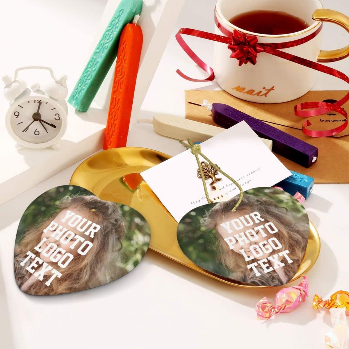 Custom Unique Photo Christmas Ornaments Personalized Family Xmas Tree Ornament with Your Picture and Text 2022 Round Ornament, Decoration Gift (Love)