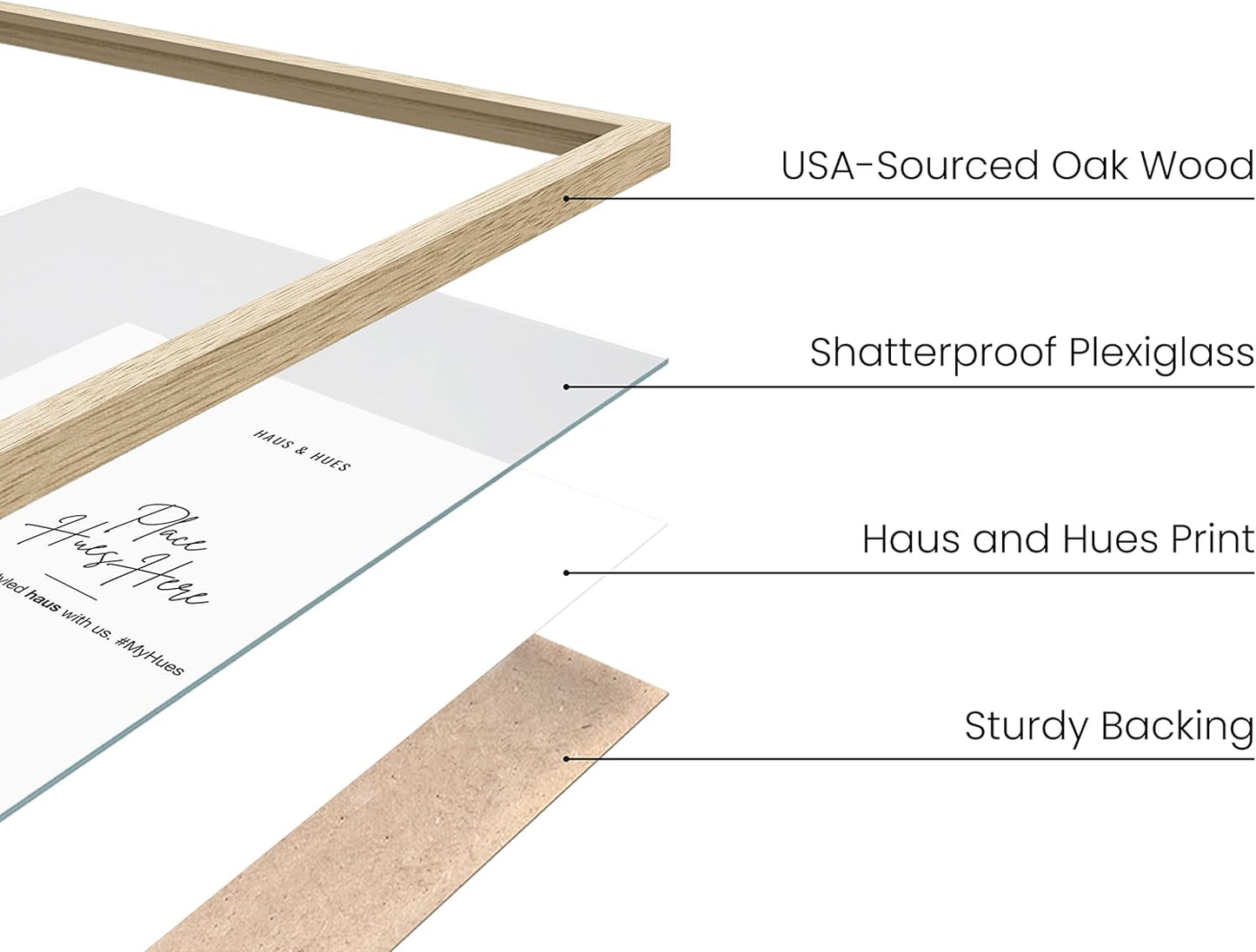 Haus and Hues 11x17 Natural Oak Wood Picture Frames Set of 15 - Premium Bulk Picture Frames 11x17 Bundle - Elegant Gallery Wall Frame Set for Posters, Art Display - Ideal for Wall Decor in Home &