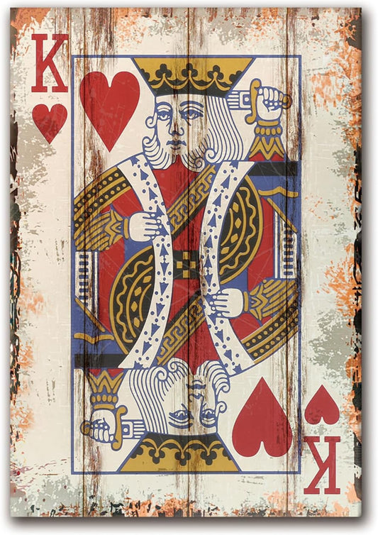 Poker Canvas Wall Art Print King of Hearts Game Room Wall Art Print Wall Decor Prints Poster With Framed