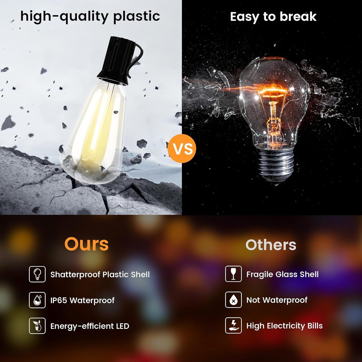 OHLUX 35FT Solar Globe String Lights Outdoor, Waterproof Solar Patio Lights with Remote, 17 Shatterproof ST38 LED Filament Bulbs, 2200K Soft White, Dimmable Edison Hanging Lights for Gazebo, Deck