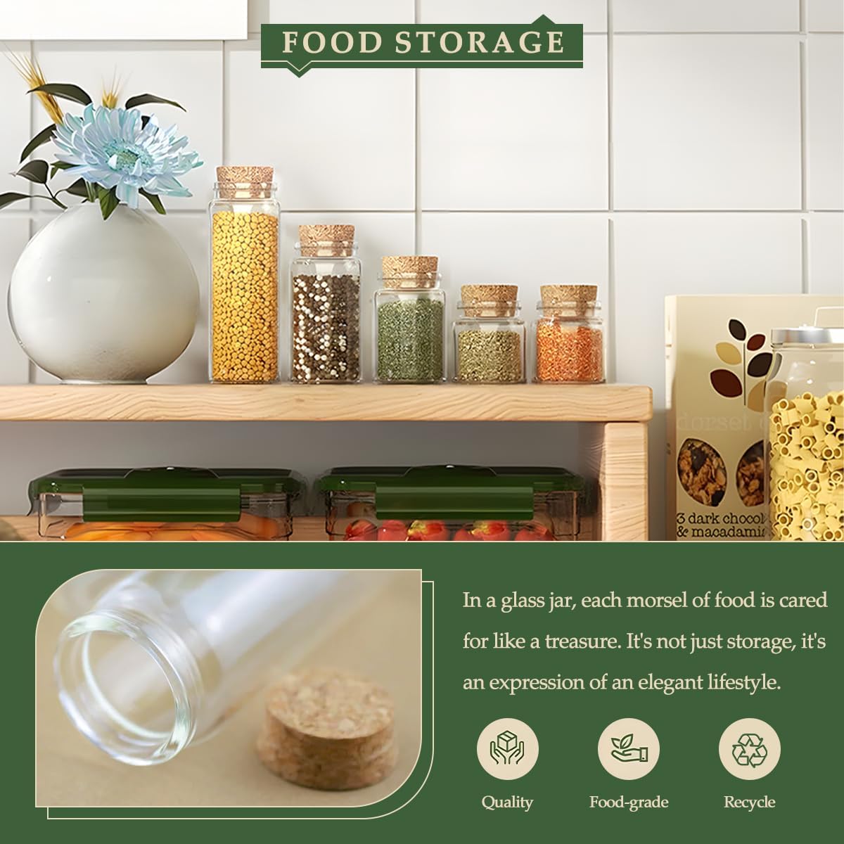 JIUYUE 15 pcs 50 ml Glass Bottle with Cork,Jars with Cork Lids(1.7 oz-1.85x1.96 inch)