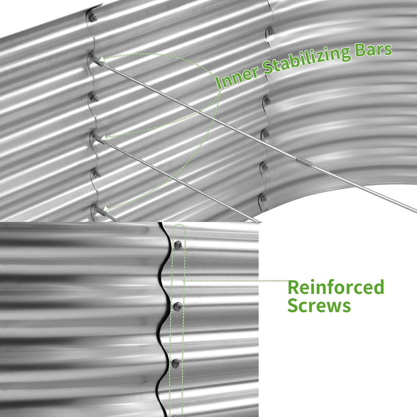 Land Guard Galvanized Raised Garden Bed, 8x4x2ft Planter Boxes Outdoor, Oval Larger Metal Planter Boxes for Vegetables, Fruits, Flowers (Silver)