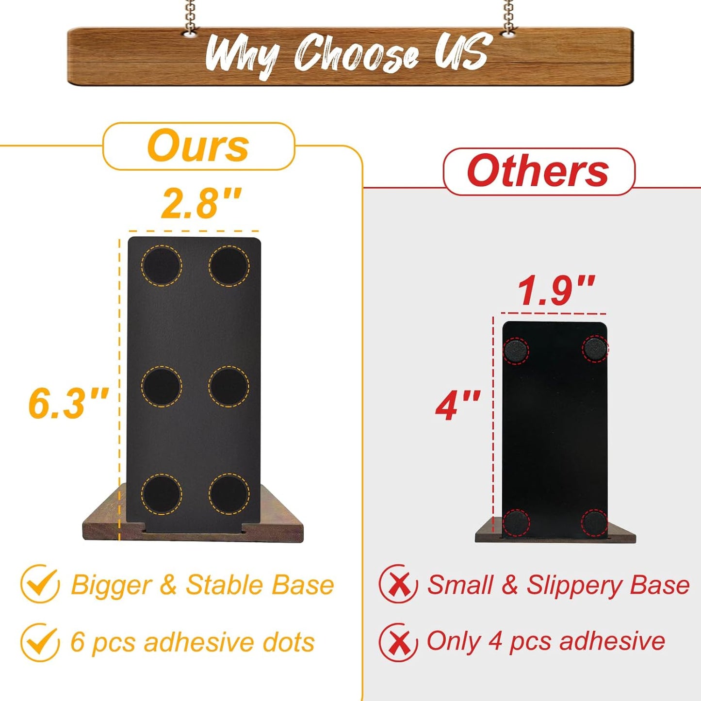 Book Ends, Black Walnut Wooden Bookends for Shelves - Heavy Duty Non-Slip Book Organizers, Upgraded Decorative Bookend Holders for Home, Kitchen, Office, Set of 2, Medium