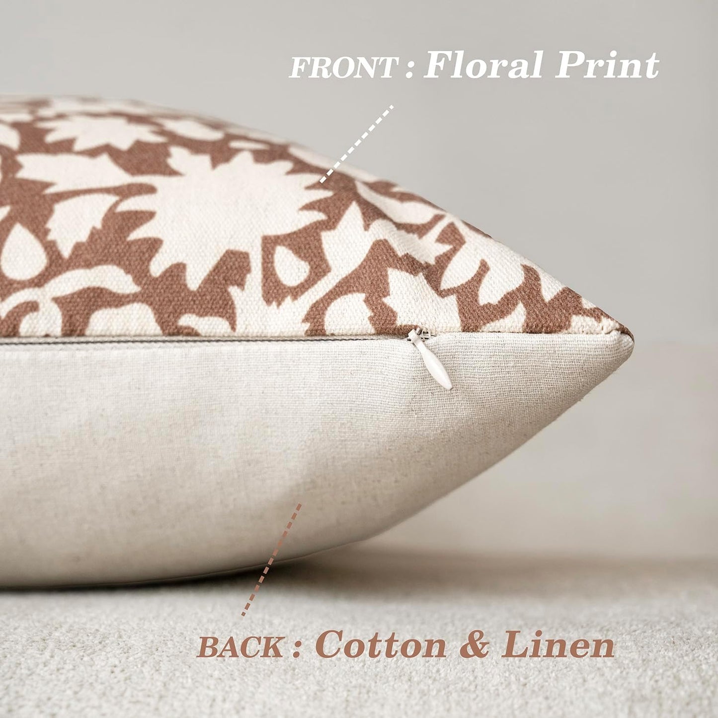 Foindtower Set of 2 Decorative Neutral Floral Throw Pillow Covers Accent Farmhouse Cushion Covers Boho Pillowcase for Couch Sofa Bedroom Living Room Home Decor Outdoor,24×24 Inch,Light Orange Brown