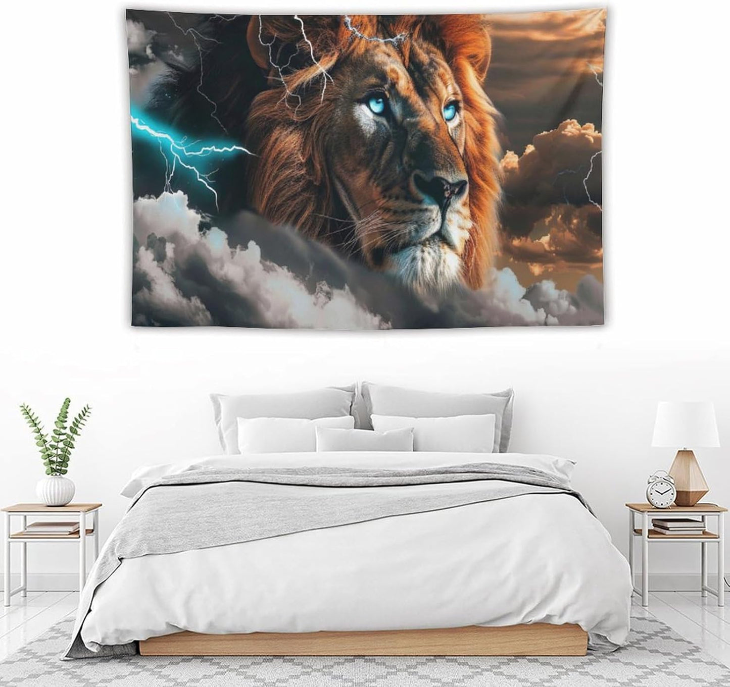 Lion Tapestry Lion Tapestries Christian Fabric Wall Hanging Aesthetic Space Indoor Outdoor Wall Art Tablecloth Bedspread for Bedroom Dormitory Living Room Home Decor 40"x60"