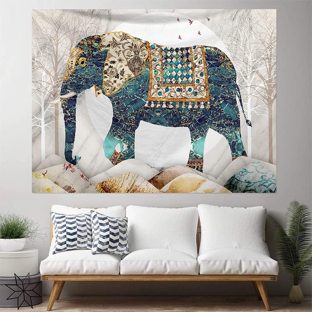 Elephant Tapestry, Forest Moon Tapestries, Bohemian Hippie Boho Trippy Indie Aesthetic Wall Tapestry, Watercolor Yoga Mystic Vintage Wall Hanging, Home Decor for Bedrooms Living Rooms Dorm Studios