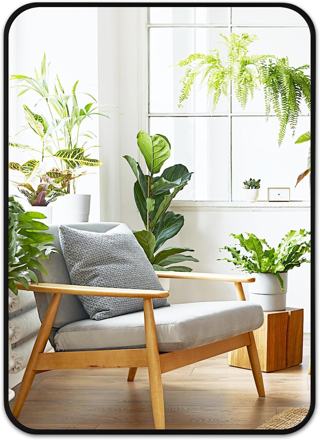 Fabuday Black Bathroom Mirror for Over Sink - 20x28 Rounded Rectangle Wall Mirror, Matte Metal Framed Vanity Rectangular Mirrors for Bedroom, Living Room, Entryway Decor, Horizontally/Vertically