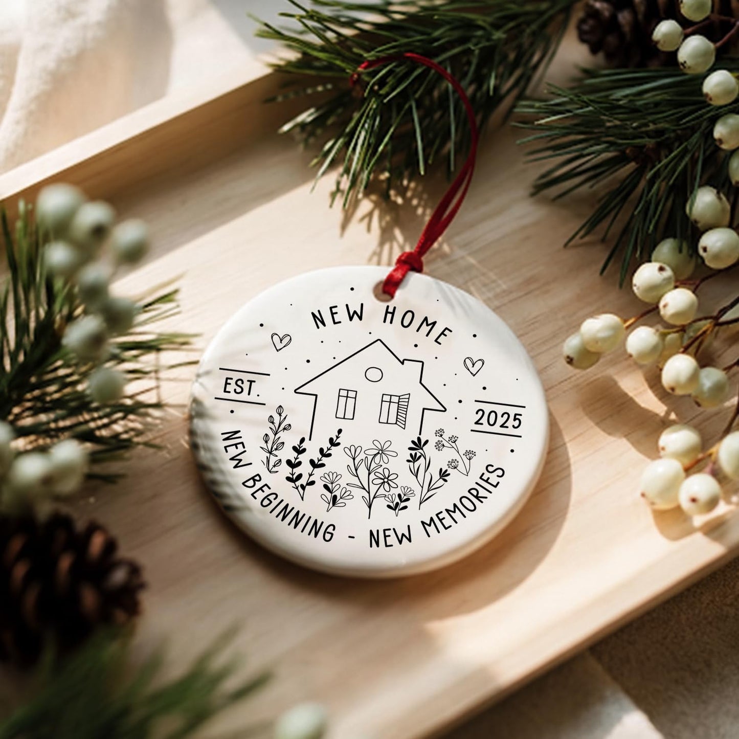 New Home Ornament 2025 - House Warming Gifts - New House Gift Ideas - New Home Christmas Ornament - Gift for New Homeowner, Couple, Women, Men - Ceramic Ornaments