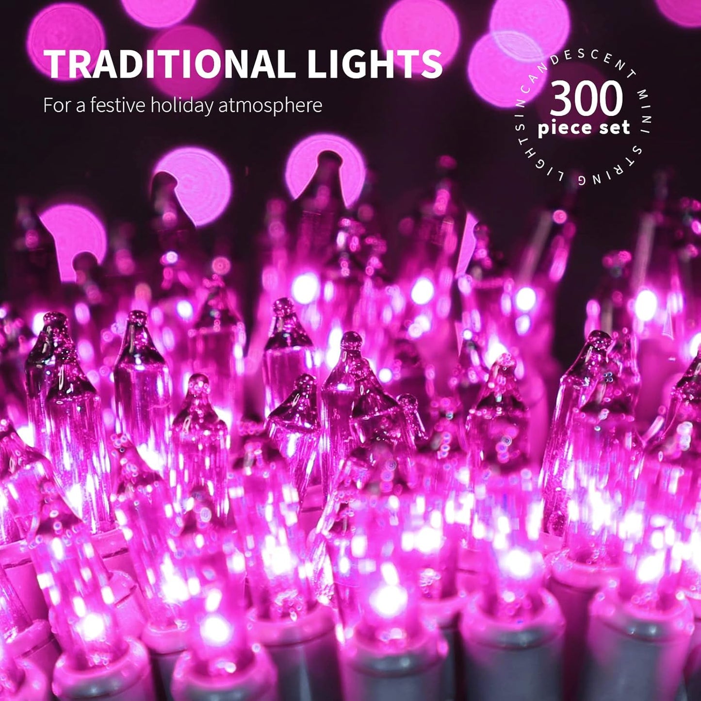 300LIGHTS(2*150L) PURPLE Extra-Bright With End Connectors Halloween Decorative Lights 19.44m UL Certified Mini String Light Set Waterproof for Halloween Home Garden Christmas Tree Party Patio