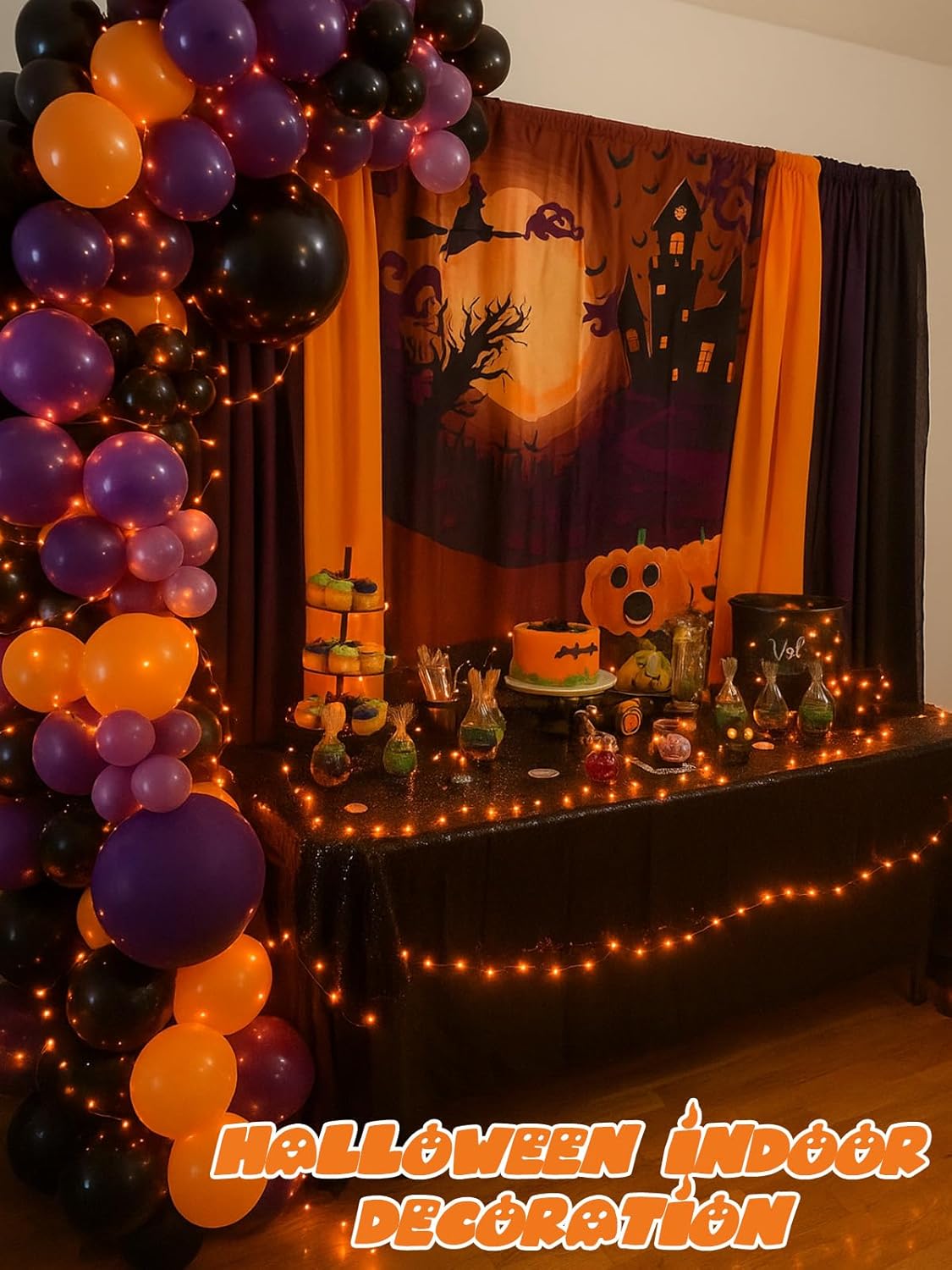 4 Pack 20FT 60LED Halloween Battery Operated Fairy Lights with Timer, Waterproof Battery String Lights Outdoor Indoor, Battery Twinkle Lights for Bedroom Wedding Birthday Party Halloween (Orange)