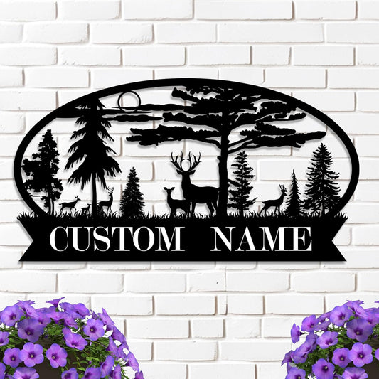 Personalized Hunting Metal Signs Outdoor - Custom Deer Antler Wall Art, Last Name Signs for Home, Rustic Cabin & Lodge Decor, Housewarming Gifts - MADE IN USA