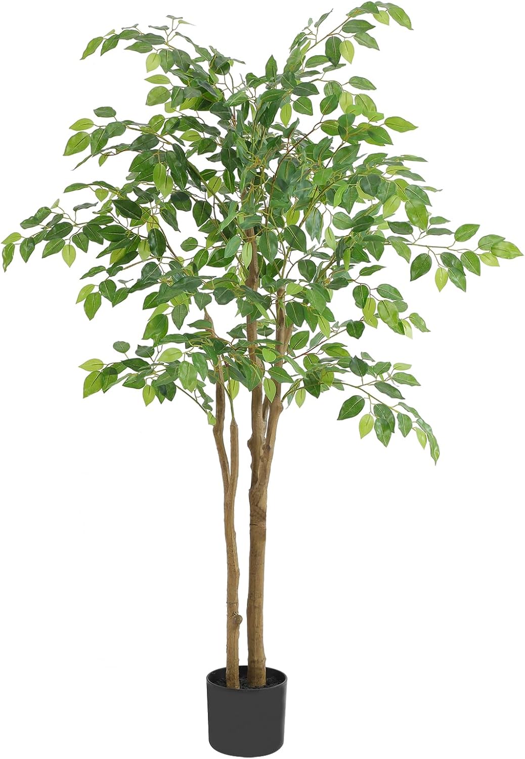 Tall UV Resistant Ficus Tree Artificial，4ft(48in) Faux Ficus Tree with Realistic Smooth and Shiny Leaves， Fake Trees Indoor Outdoor for Home Office Living Room Bedroom Foyer Porch Decor.