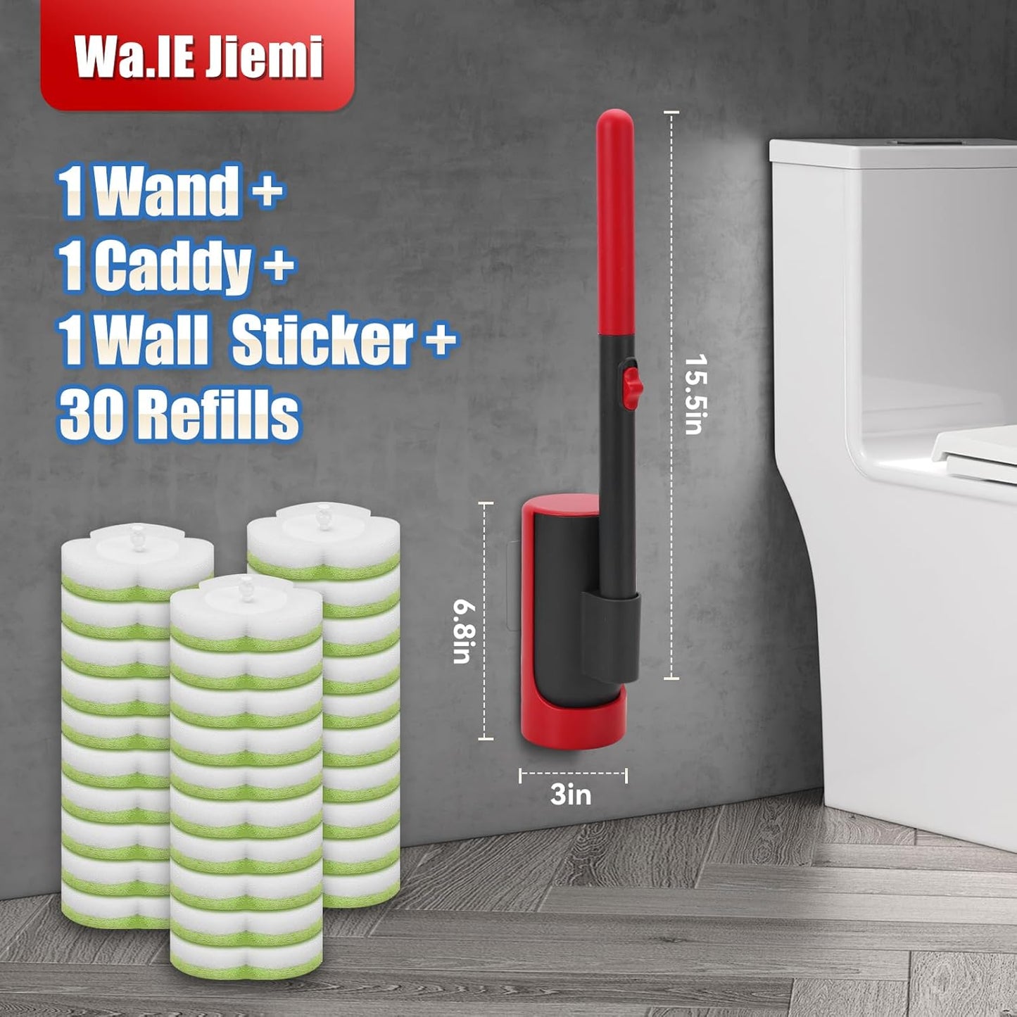 Disposable Toilet Brush - 30 Toilet Wand Refills,Toilet Brush with Holder,Disposable Toilet Bowl Cleaner Wand for Deep Cleaning and Hygienic Bathroom Maintenance.