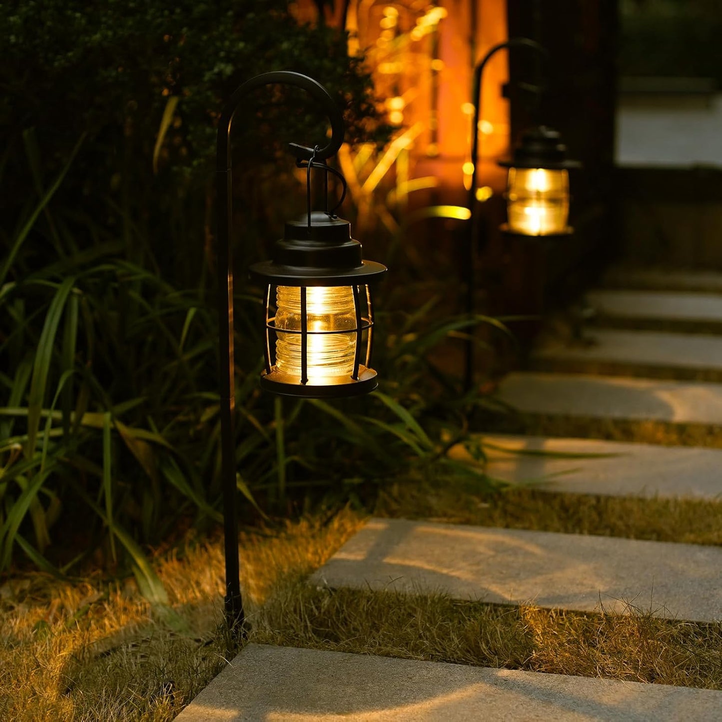 Low Voltage Pathway Lights 1.1W 12V AC Outdoor Shepherd Hook Path Lights 6PK 32 Lumen Metal Landscape Lighting Kit Warm White Hardwired Walkway Light with Connectors and Stakes