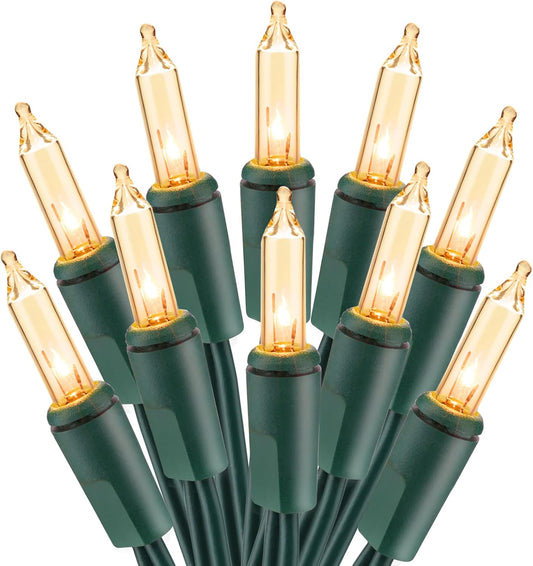 PhilzOps Clear Christmas Lights, 69.6ft 300Ct Warm White Incandescent Christmas String Lights, Connectable 120V UL Certified Indoor Xmas Tree Lights for Outdoor Wedding Party Decor, Green Wire