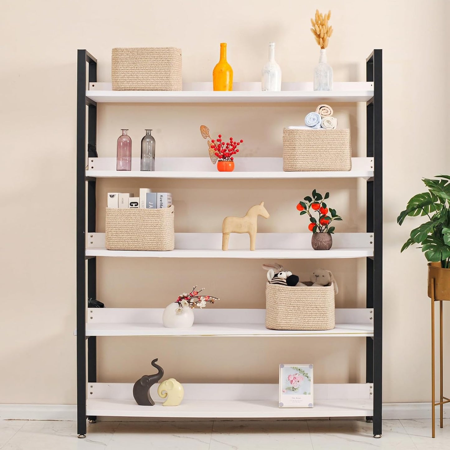 Small Storage Baskets for Shelves Organizing, Woven Cotton Rope Baskets for Storage, Book Basket, Decorative Shelf Basket, 12.5"Lx9.1''Wx7.9''H (4 Packs) Brown