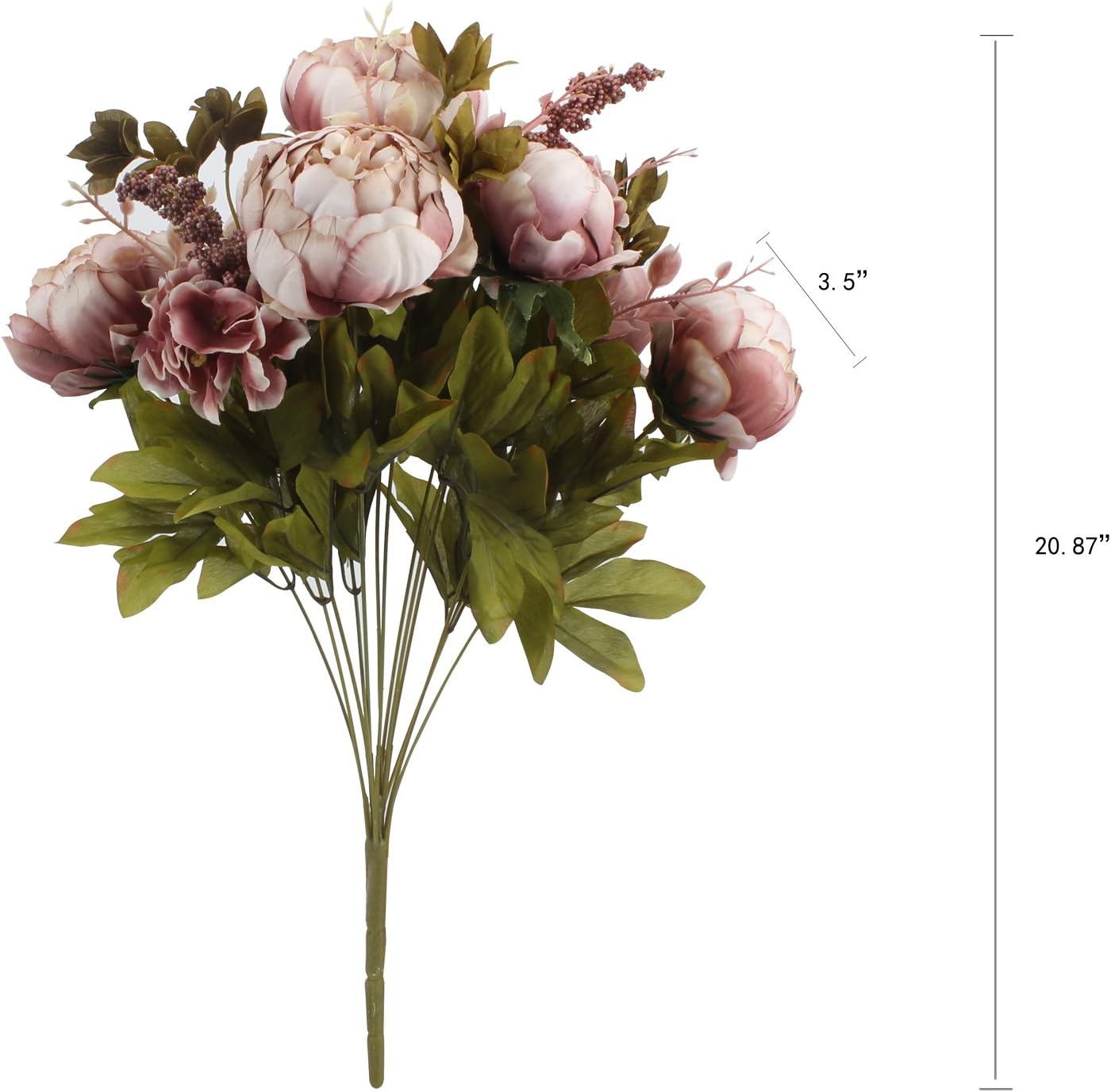 Duovlo Fake Flowers Vintage Artificial Peony Silk Flowers Wedding Home Decoration,Pack of 1 (Sweetened Bean)