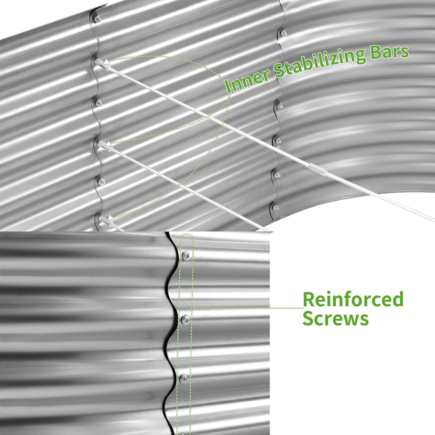 Land Guard 8x4x3ft Oval Galvanized Raised Garden Beds, Large-Capacity Metal Planter Box Outdoor, Durable Deep Raised Garden Bed 3ft Tall, Raised Beds for Gardening Vegetables, Classic Silver