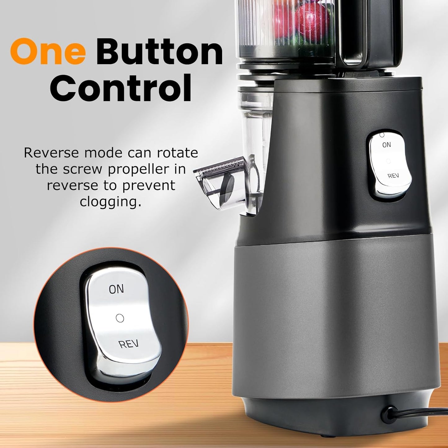 Cold Press Juicer,Slow Masticating Juicer Machines with 5.3" Large Feed Chute for Most Fruits and Vegetables,Easy to Clean Lemon Orange juicer with 250W Motor and High Juice Yield,Metal Gray