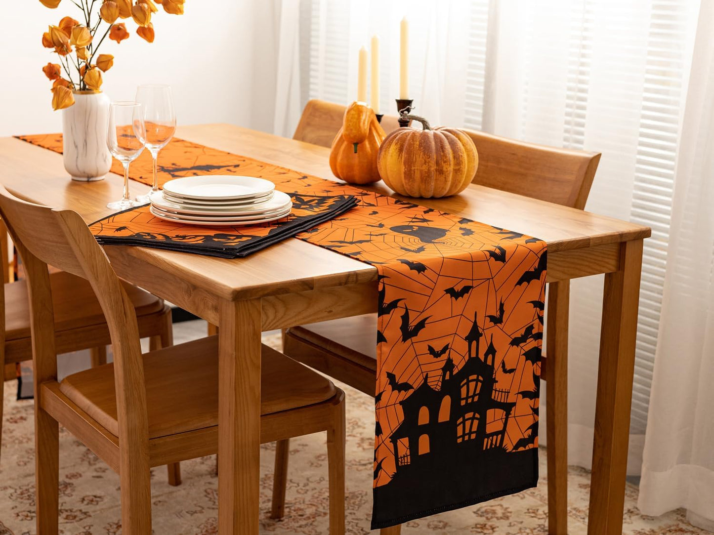 YiHomer Halloween Silhouettes Tabletop for Halloween Decorations, Dinner Parties and Scary Movie Nights, Horror Night, Table Runner, 14 x 108