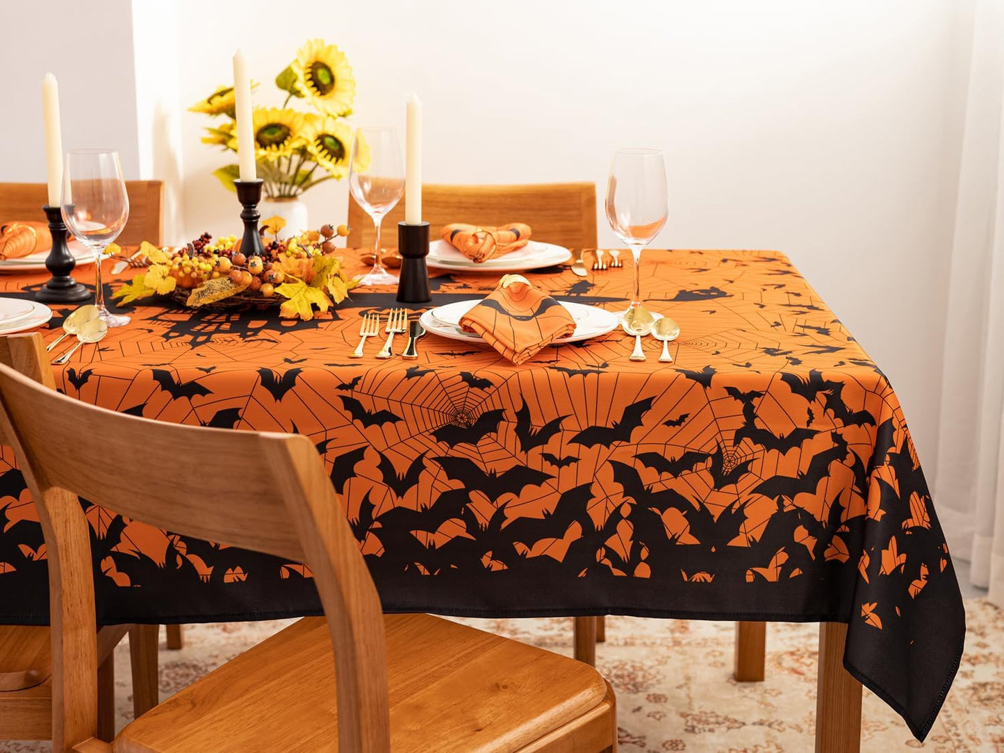 YiHomer Halloween Silhouettes Tabletop for Halloween Decorations, Dinner Parties and Scary Movie Nights, Horror Night, Tablecloth, 52 x 52 Square