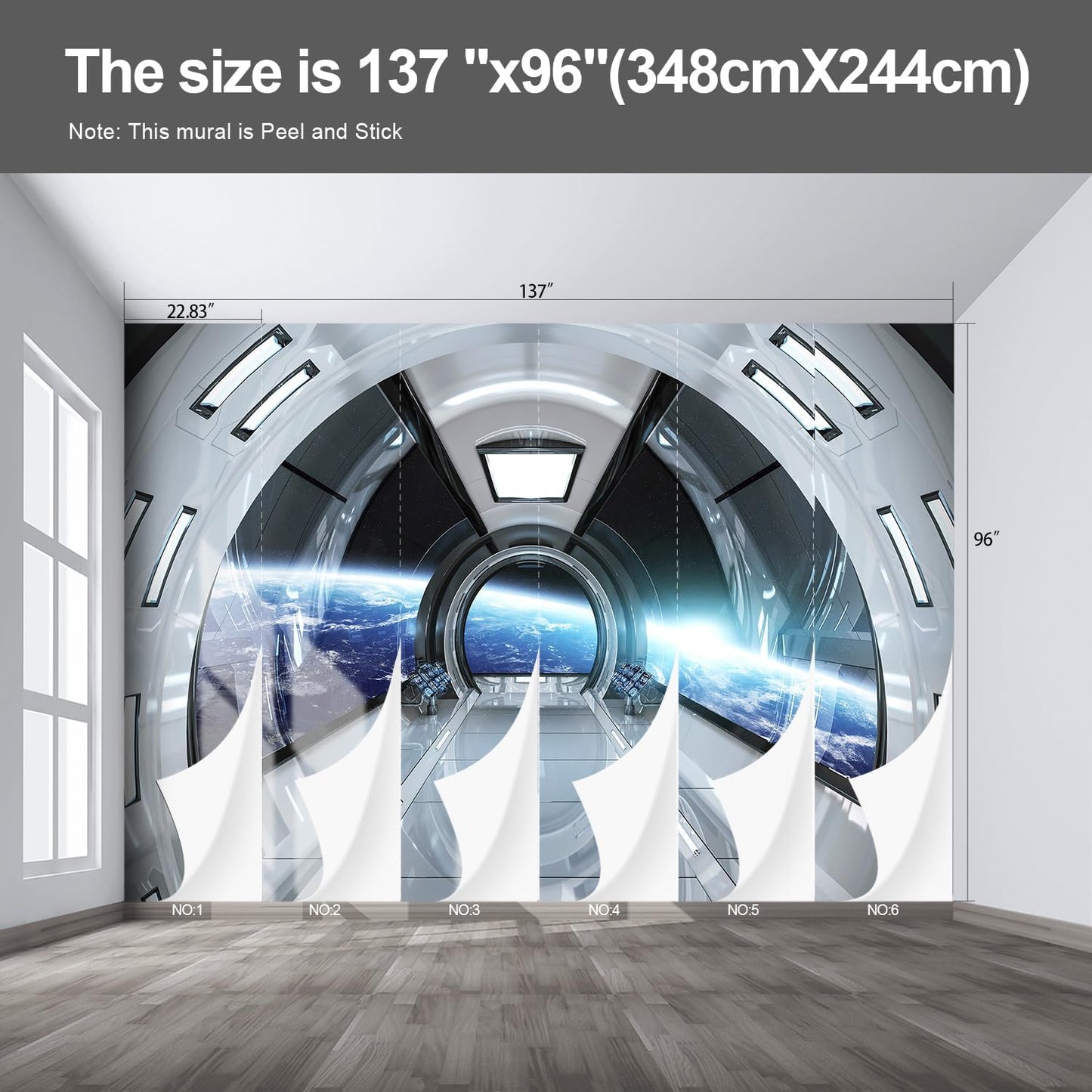 Spaceship Wall murals Peel and Stick Wallpaper for Bedroom Living Room - 96"x137"
