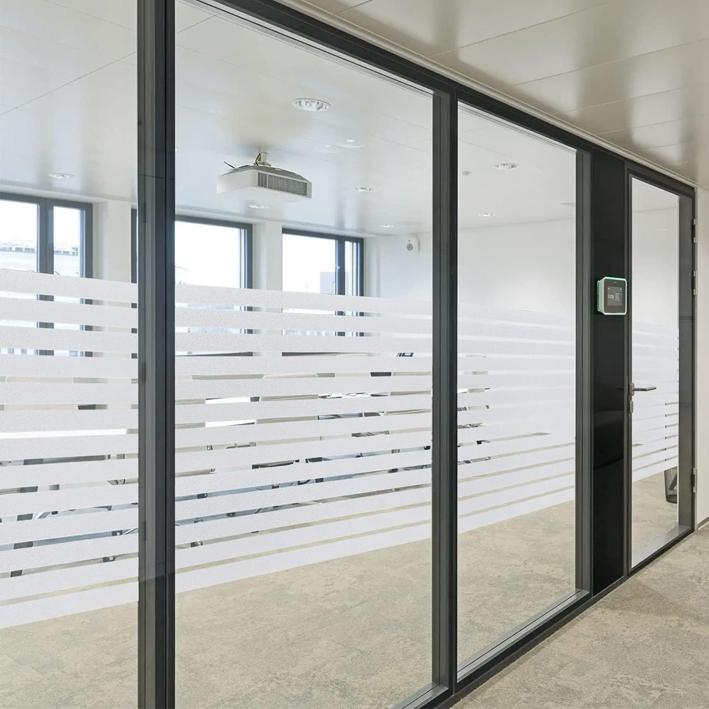 Window Privacy Film with Installation Tools, Stripe Window Film, Static Cling, Anti UV, Heat Control, Ideal for Home Shower Office Glass Door (Stripes Pattern, 45.2X314.9Inch)