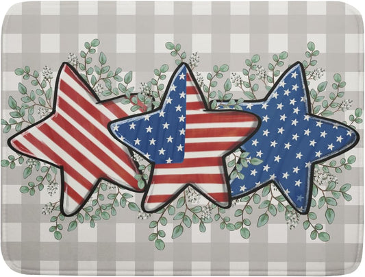 Patriotic Dish Drying Mat for Kitchen Counter Cute Stars 4th of July Holiday Absorbent Reversible Microfiber Kitchen Countertop Protector Dishes Pad Large 18x24 inch