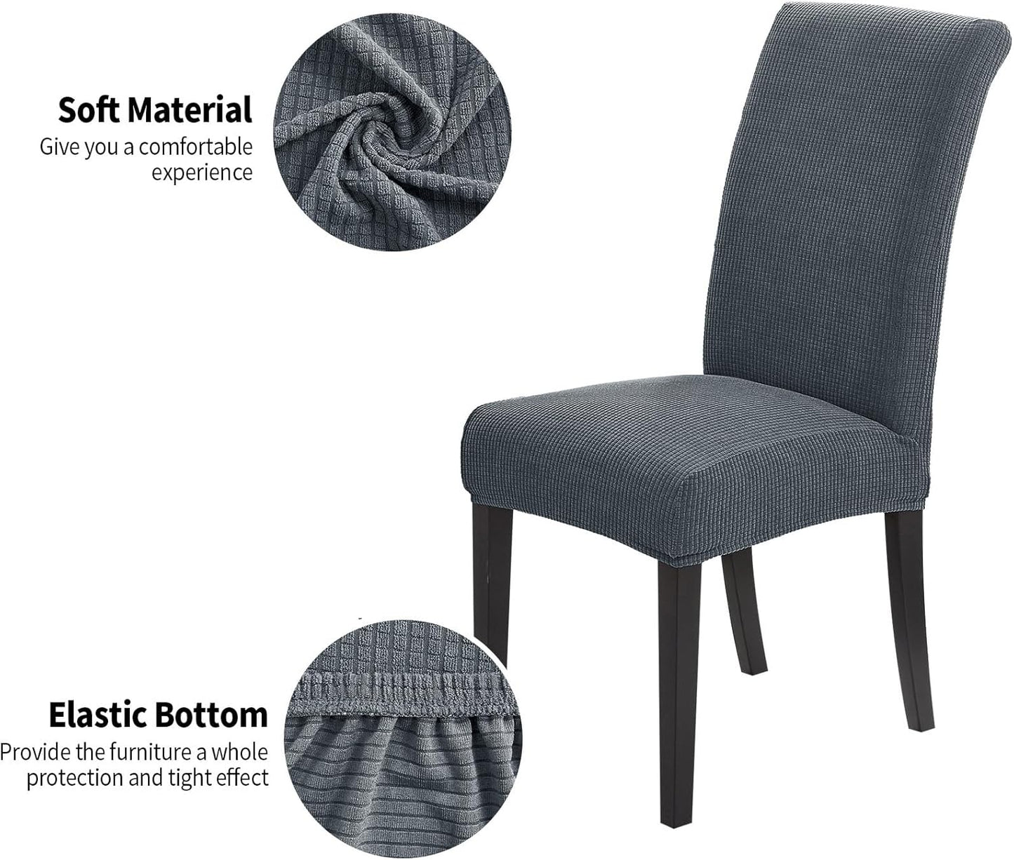 Joccun Chair Covers for Dining Room Set of 4, Dining Chair Slipcovers Stretch Dining Room Chair Covers Seat Protector,Washable Parsons Chair Cover for Home,Hotel,Banquet(Gray,4 Pack)